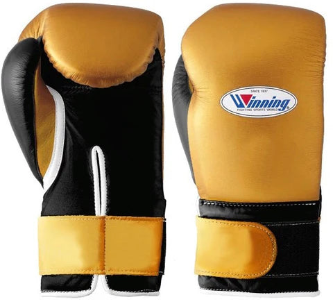 Winning Velcro Boxing Gloves - Gold · Black
