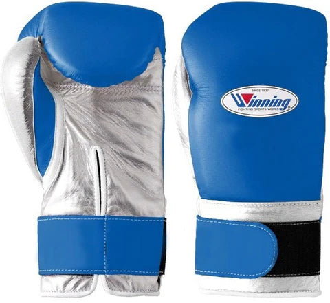 Winning Velcro Boxing Gloves - Blue · Silver