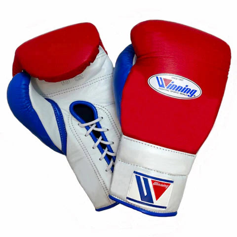 Winning Lace-up Boxing Gloves - Red · White · Blue