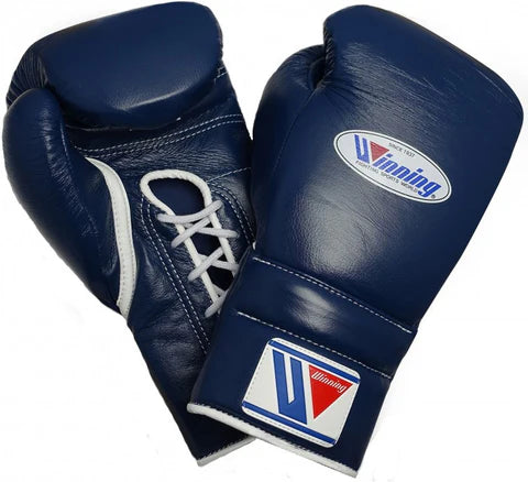 Winning Lace-up Boxing Gloves - Navy