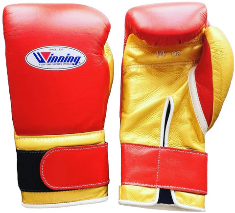 Winning Velcro Boxing Gloves - Red · Gold