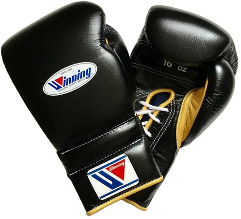 Winning Lace-up Boxing Gloves - Black · Gold
