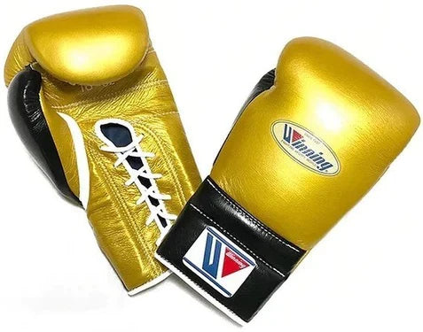 Winning Lace-up Boxing Gloves - Golden · Black