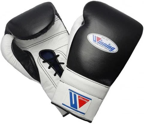 Winning Lace-up Boxing Gloves - Black · White