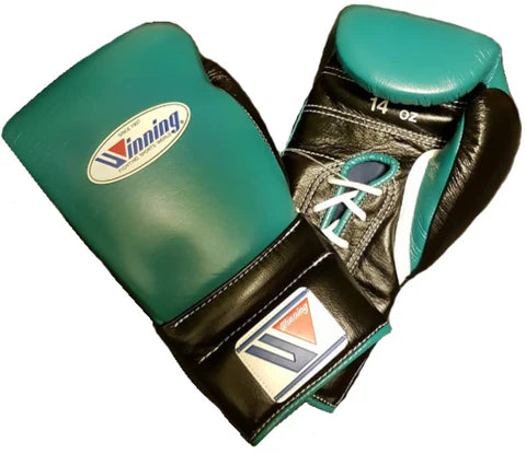 Winning Lace-up Boxing Gloves - Green · Black