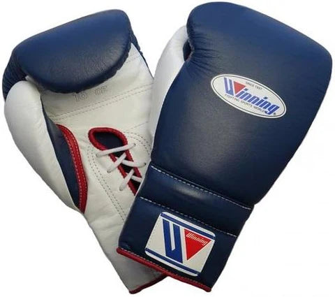 Winning Lace-up Boxing Gloves - Navy · White · Red