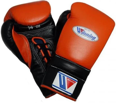 Winning Lace-up Boxing Gloves - Orange · Black