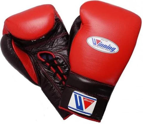 Winning Lace-up Boxing Gloves - Red · Black