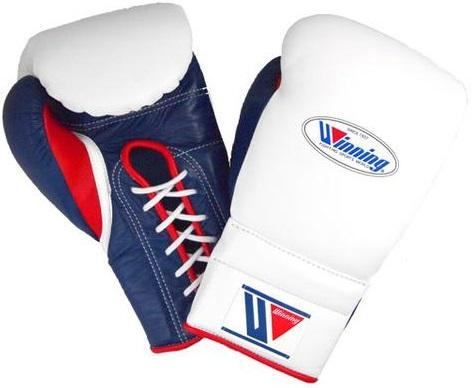 Winning Lace-up Boxing Gloves - White · Navy · Red