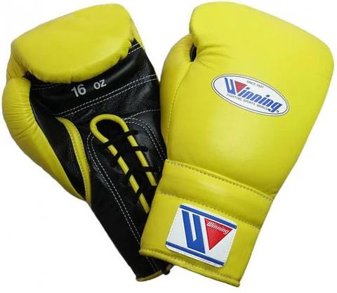 Winning Lace-up Boxing Gloves - Yellow · Black