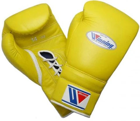 Winning Lace-up Boxing Gloves - Yellow