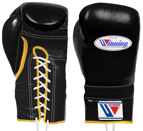 Winning Lace-up Boxing Gloves - Black · Gold