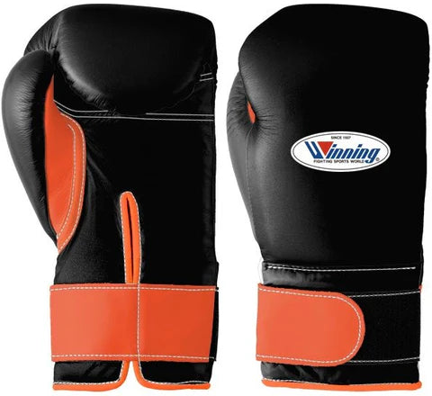 Winning Velcro Boxing Gloves - Black · Orange