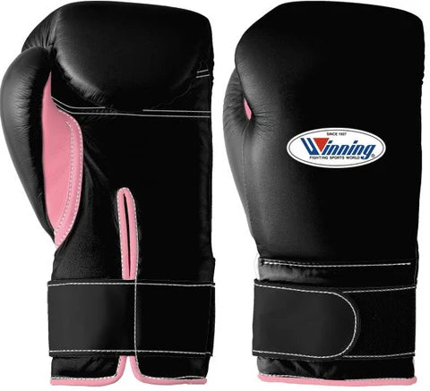 Winning Velcro Boxing Gloves - Black · Pink