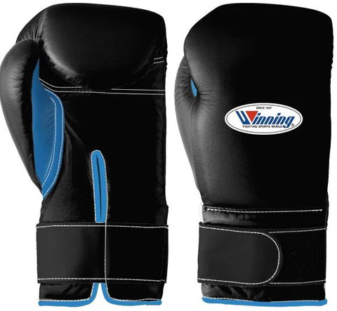 Winning Velcro Boxing Gloves - Black · Sky Blue