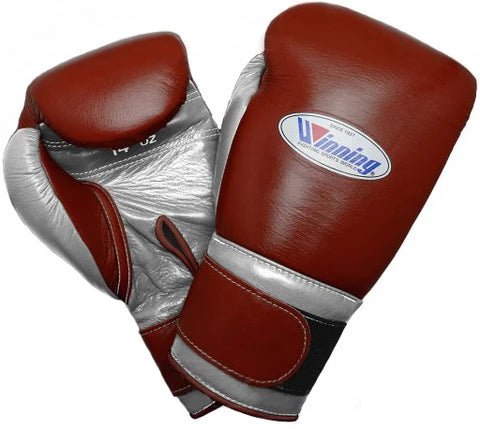 Winning Velcro Boxing Gloves - Brown · Silver