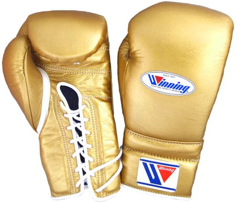 Winning Lace-up Boxing Gloves - Gold