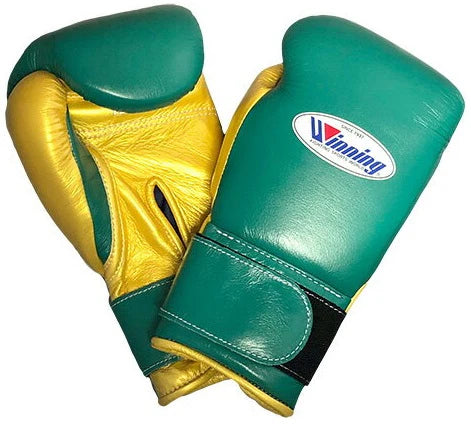 Winning Velcro Boxing Gloves - Green · Gold