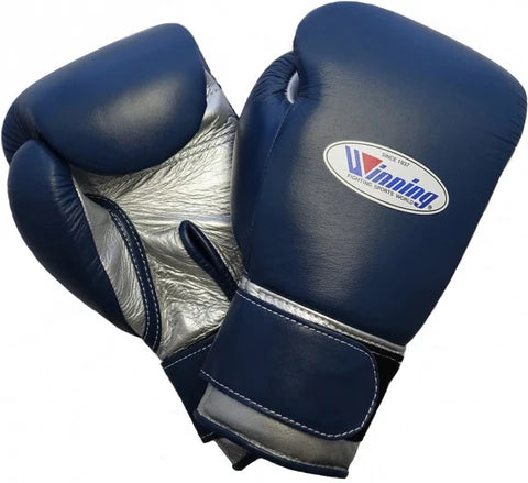Winning Velcro Boxing Gloves - Navy · Silver