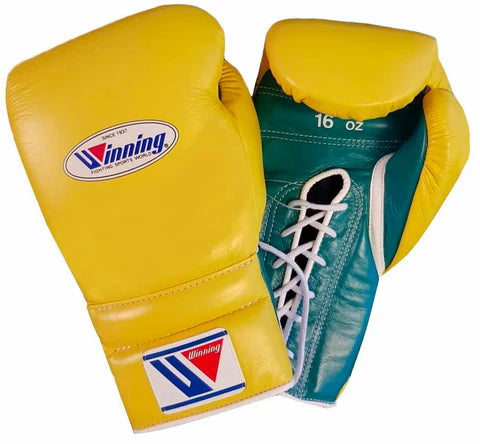 Winning Lace-up Boxing Gloves - Yellow · Green