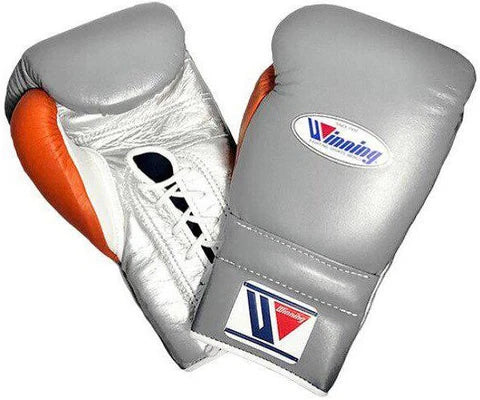 Winning Lace-up Boxing Gloves - Gray · Silver · White · Orange