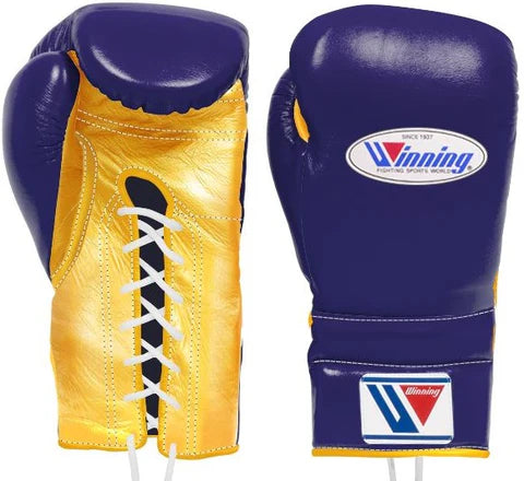 Winning Lace-up Boxing Gloves - Gold ·  Purple