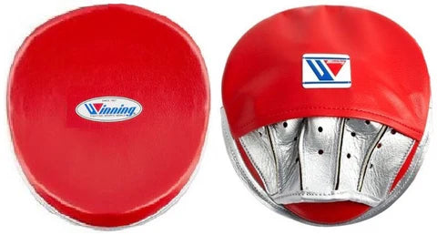 Winning Oval Curved Punch Mitts - Red · Silver