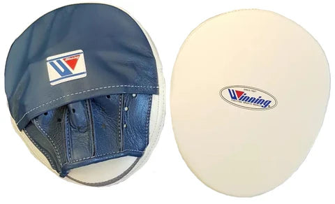 Winning Oval Curved Punch Mitts - White · Navy