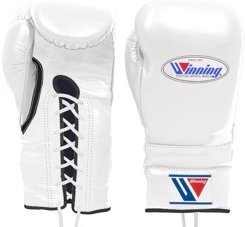 Winning Lace-up Boxing Gloves - White · Black