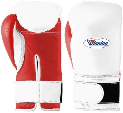 Winning Velcro Boxing Gloves - White · Red