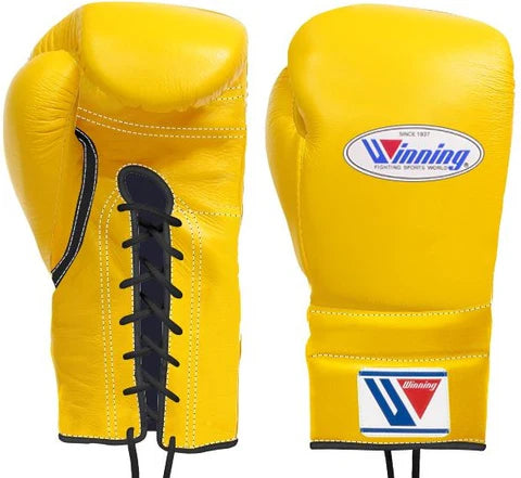 Winning Lace-up Boxing Gloves - Yellow · Black