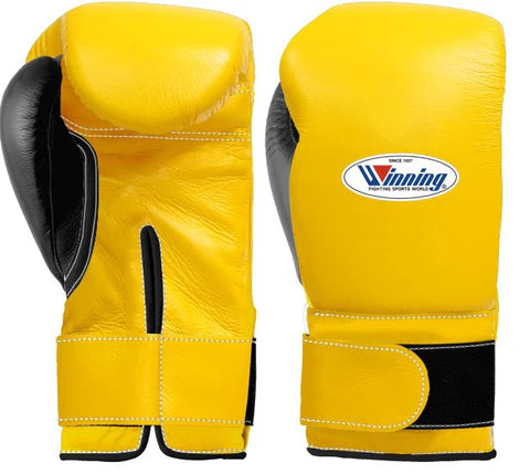 Winning Velcro Boxing Gloves - Yellow · Black